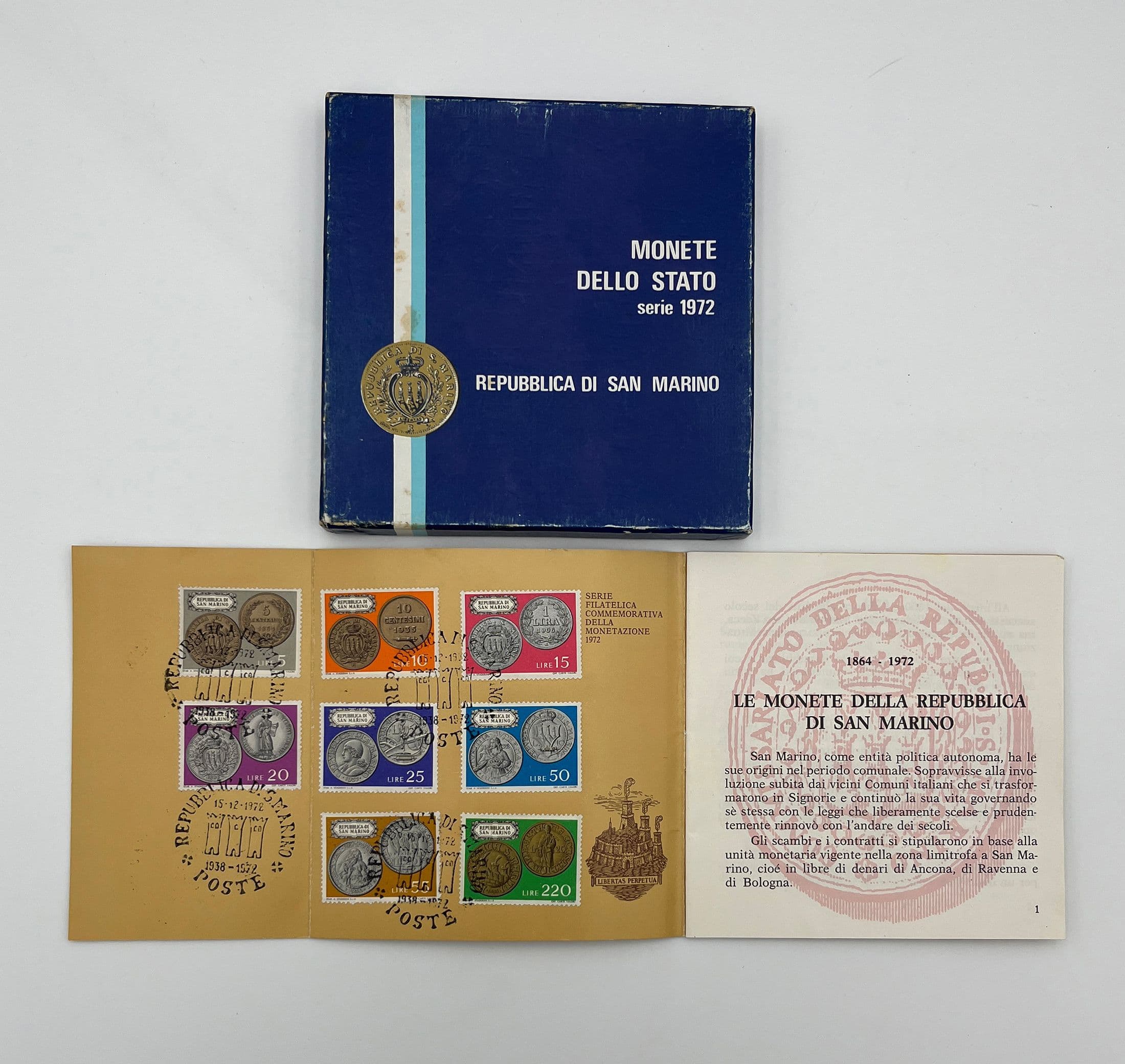 offizieller Kursmünzensatz (1 Lira - 500 Lire) 1972 – Vorderseite