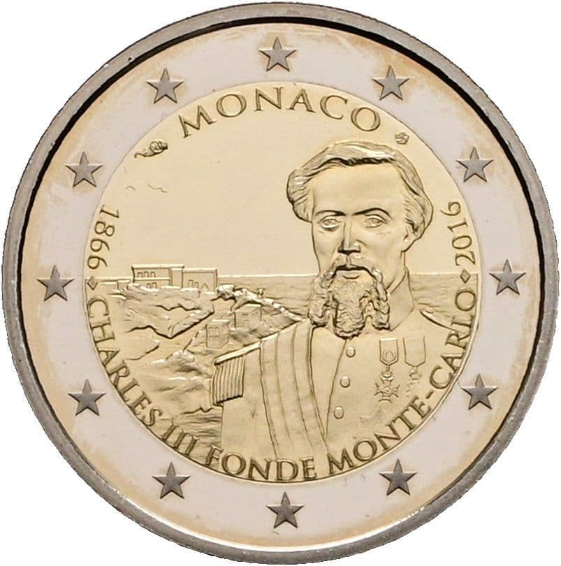 2 Euro (150 Jahre Monte Carlo / Charles III.)