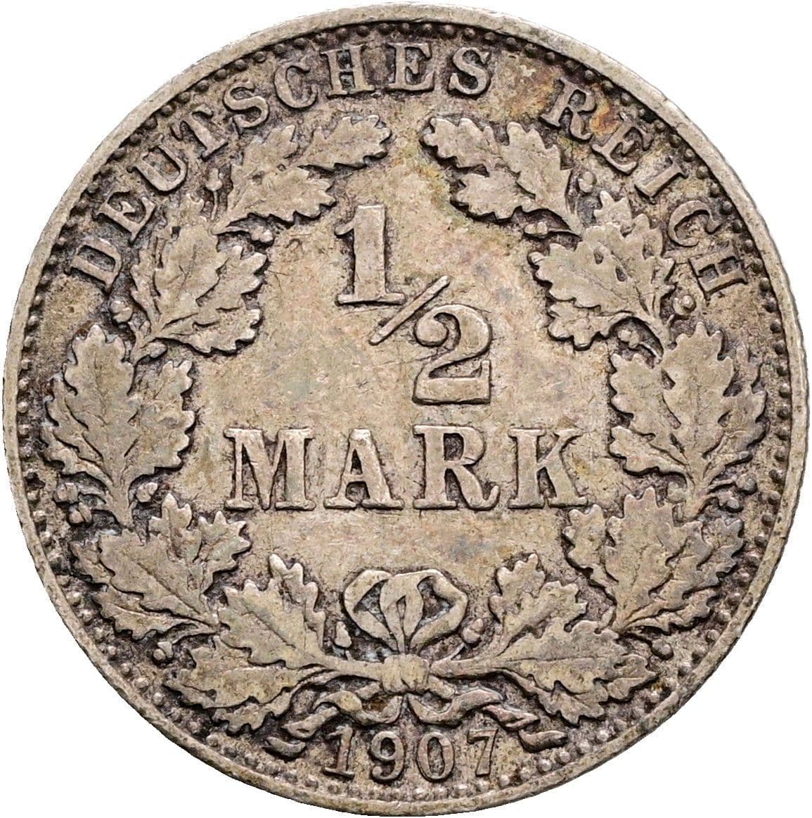 1/2 Mark 1907 D – Vorderseite