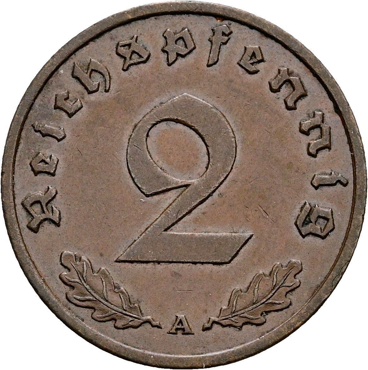 2 Reichspfennig 1938 A – Vorderseite