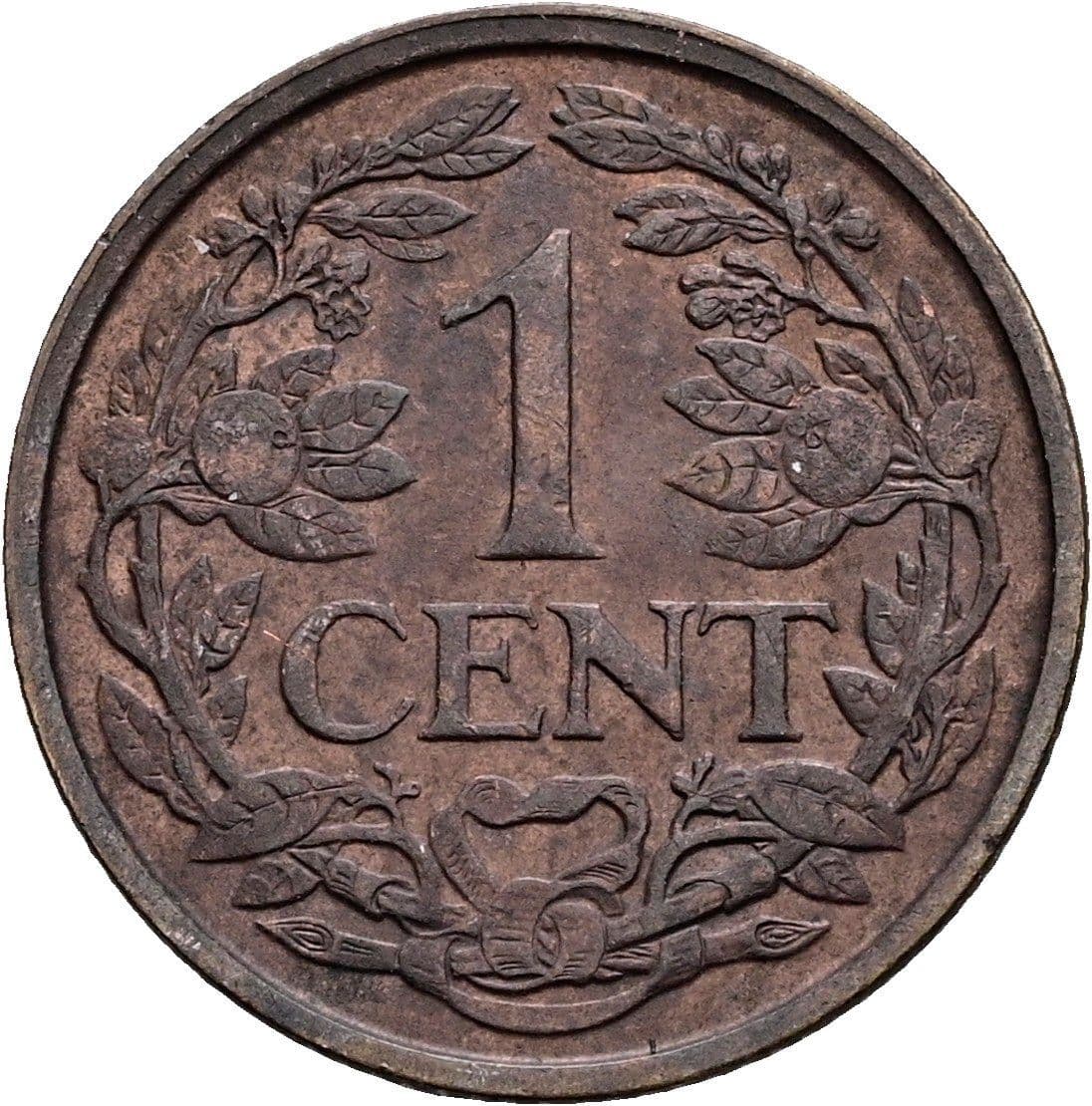 1 Cent Wilhelmina 1890-1948 1940 – Vorderseite
