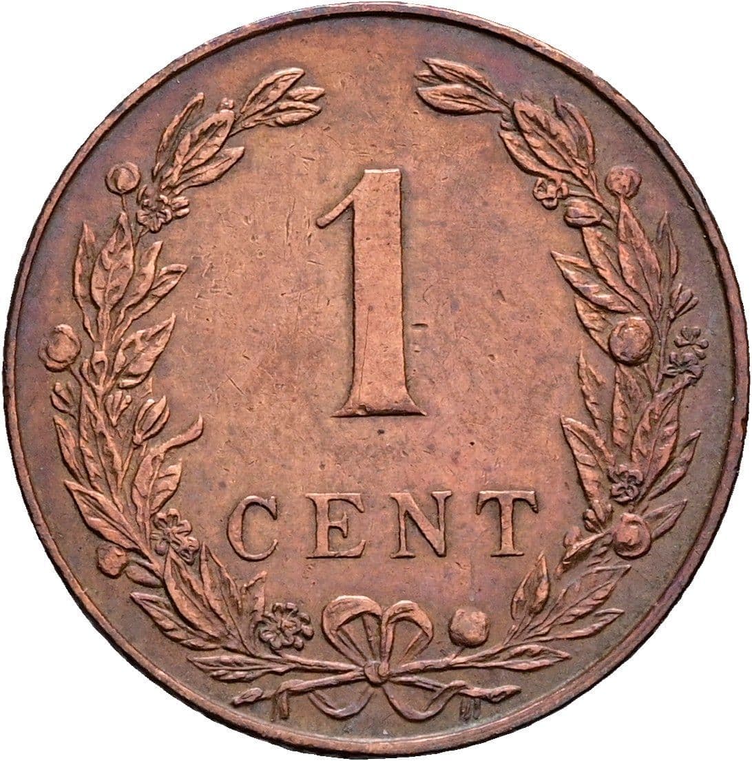 1 Cent Wilhelmina 1890-1948 1904 – Vorderseite