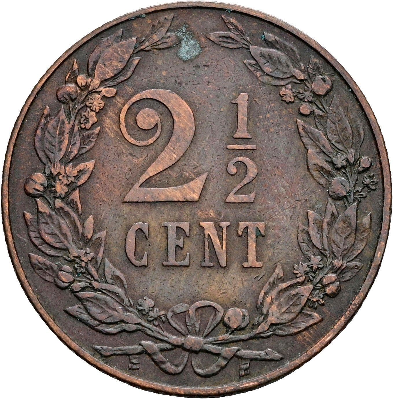 2 1/2 Cent Wilhelmina 1890-1948 1904 – Vorderseite
