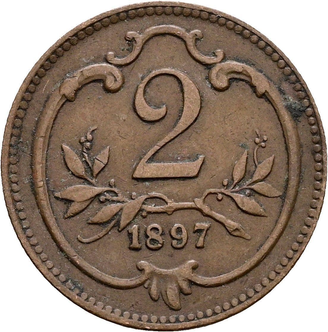 2 Heller Franz Joseph I. 1848-1916 1897 – Vorderseite