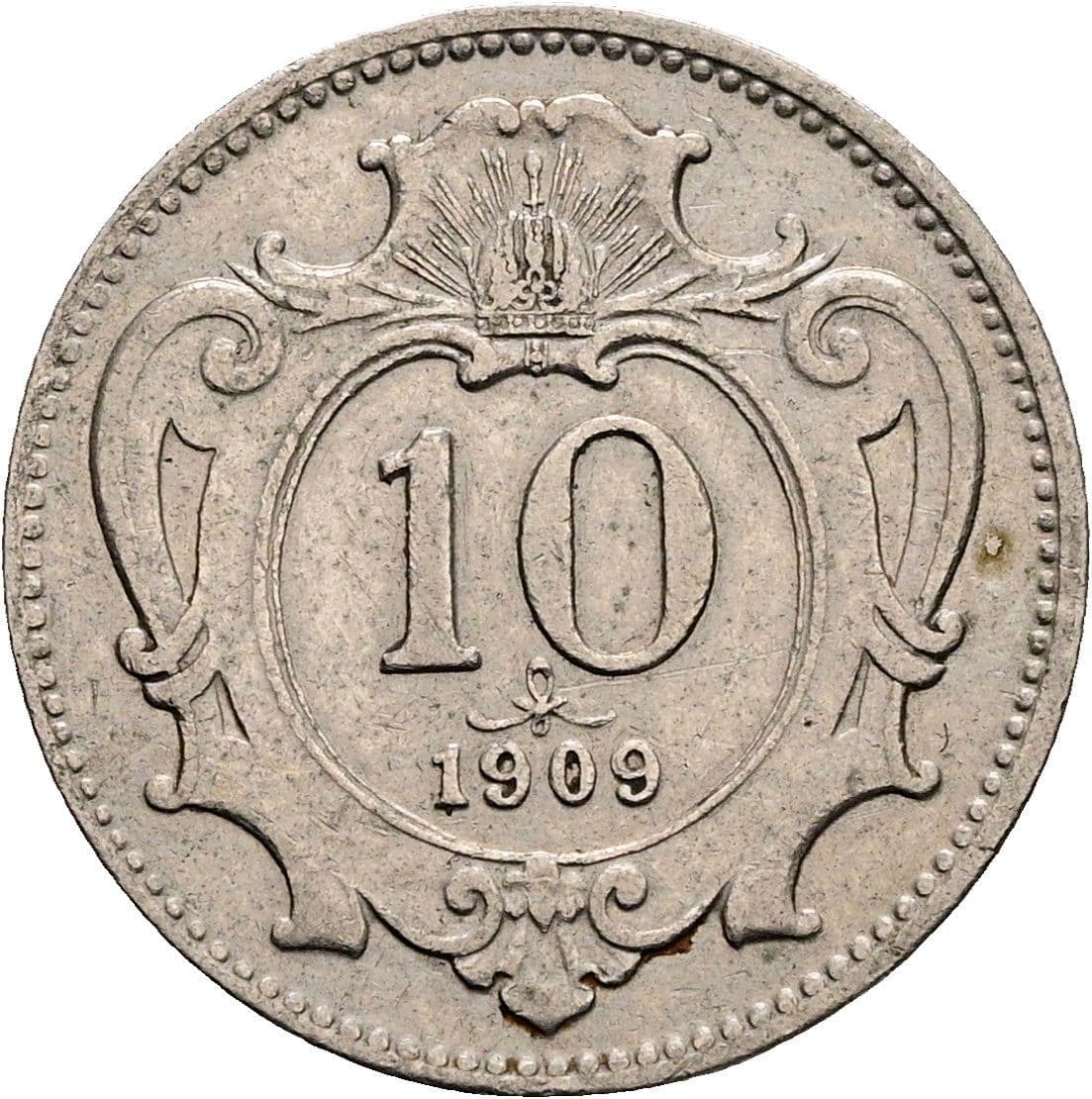 10 Heller Franz Joseph I. 1848-1916 1909 – Vorderseite