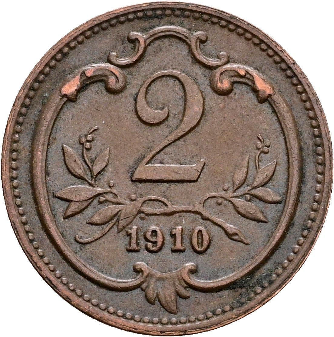 2 Heller Franz Joseph I. 1848-1916 1910 – Vorderseite