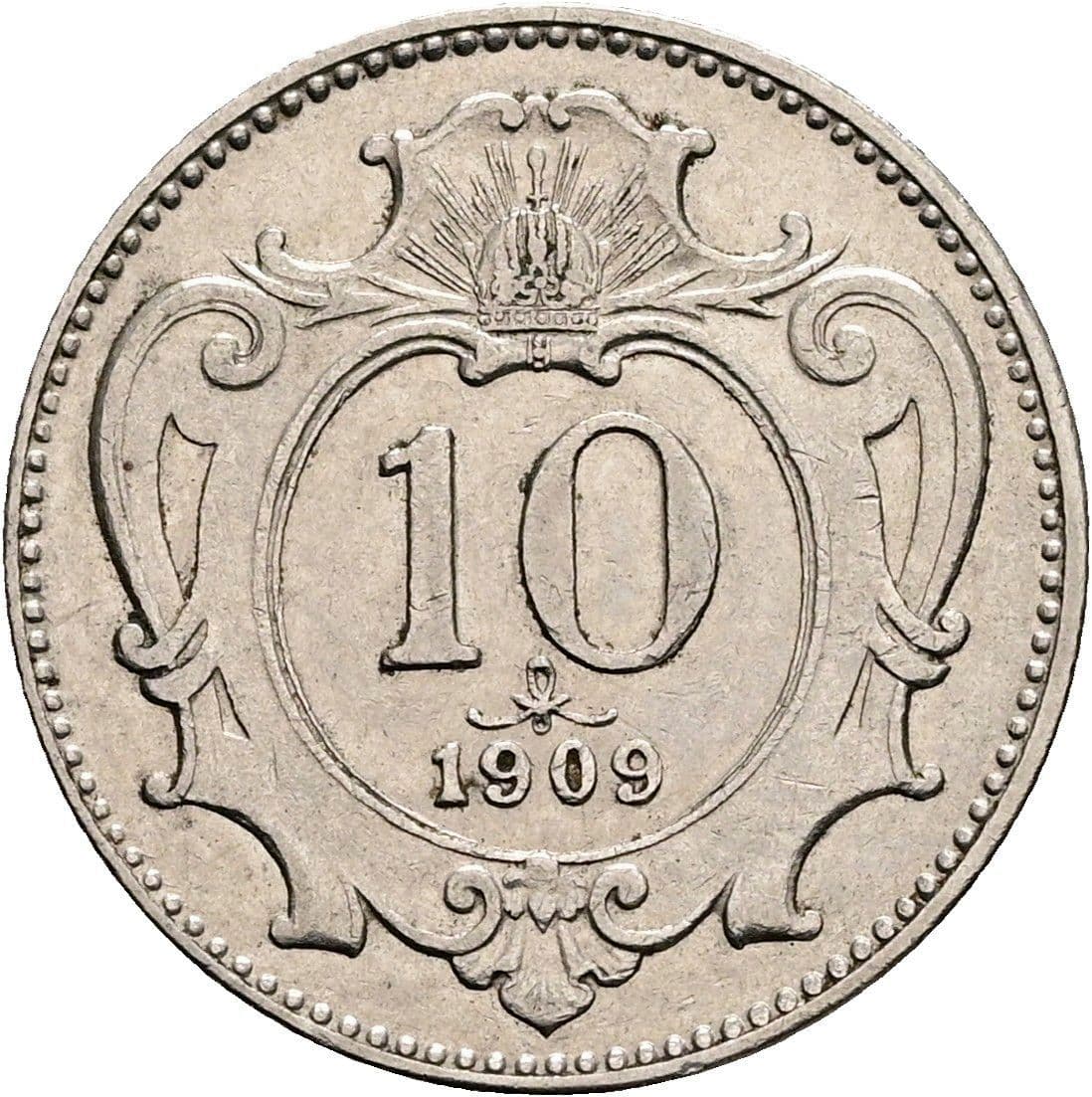 10 Heller Franz Joseph I. 1848-1916 1909 – Vorderseite