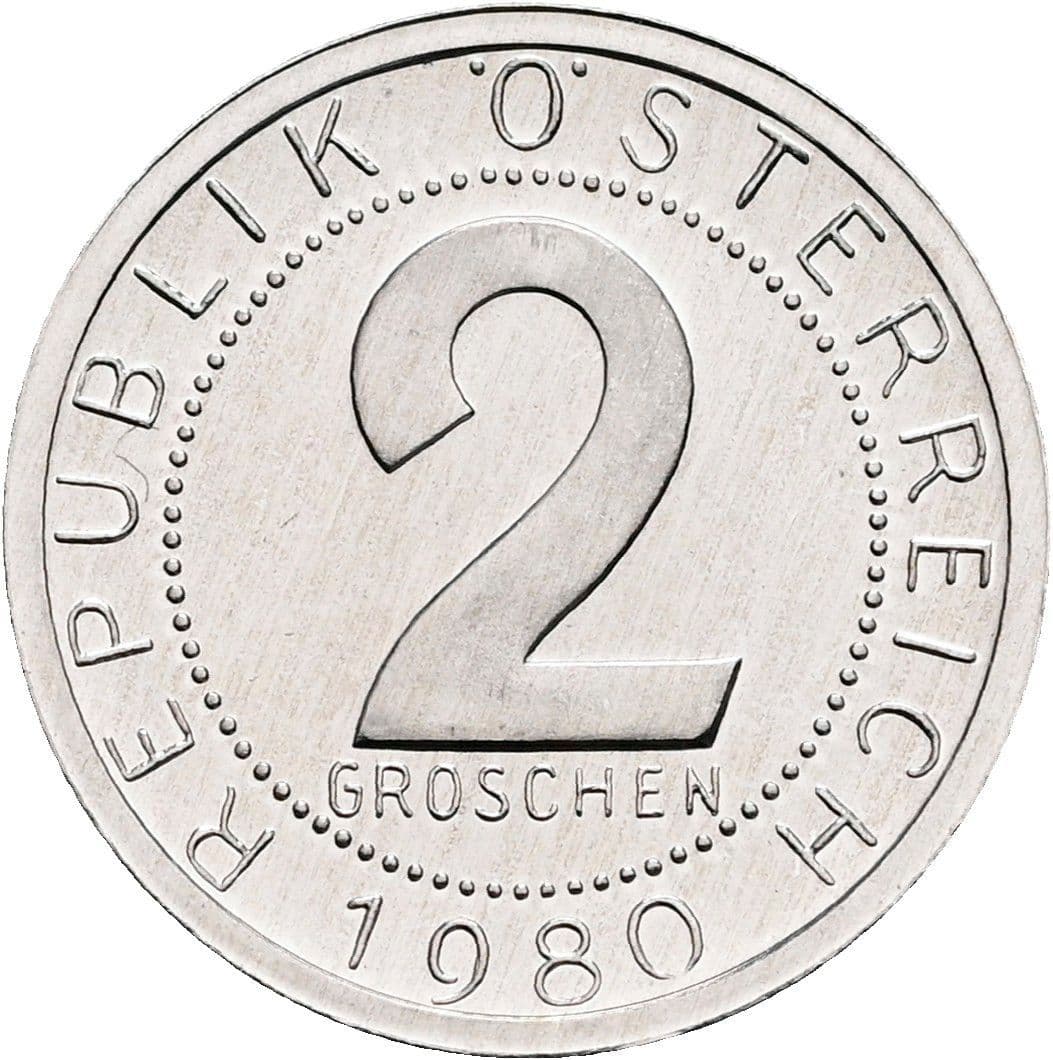 2 Groschen 1980 – Vorderseite