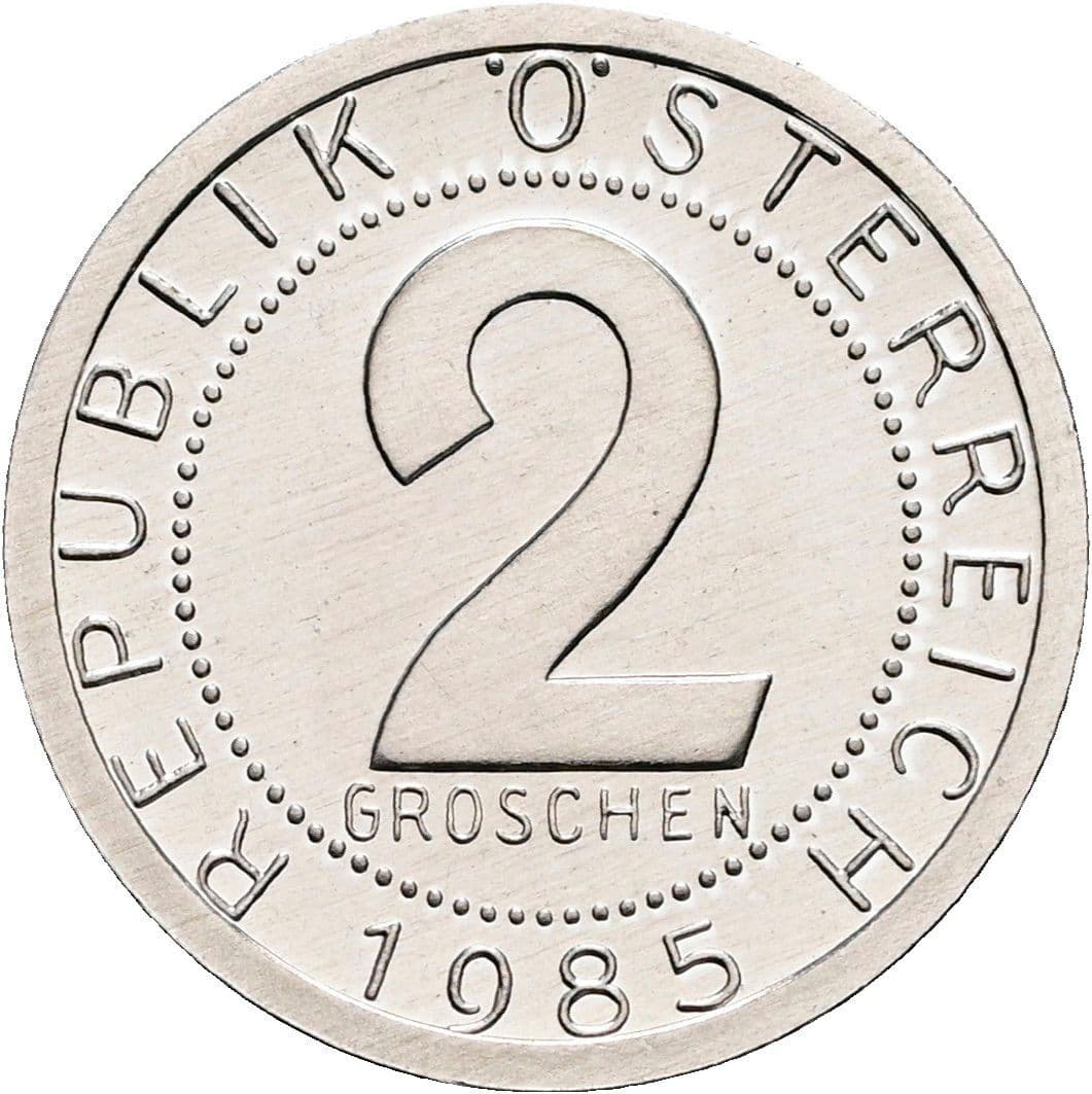 2 Groschen 1985 – Vorderseite
