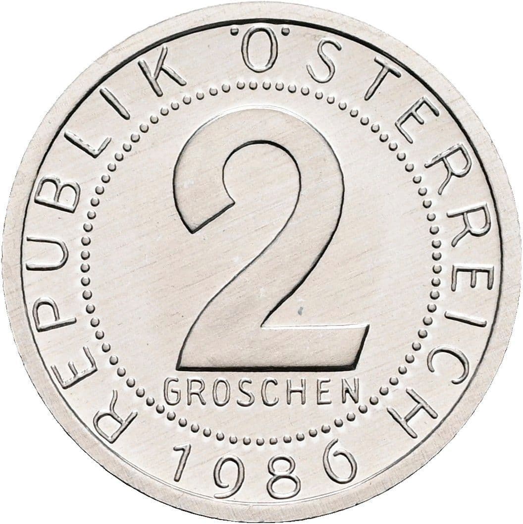 2 Groschen 1986 – Vorderseite