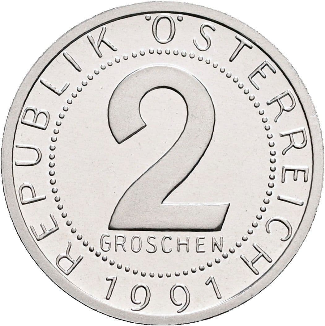 2 Groschen 1991 – Vorderseite