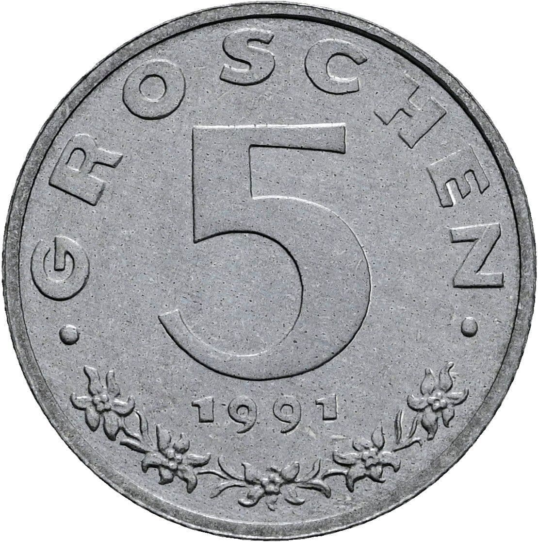 5 Groschen 1991 – Vorderseite