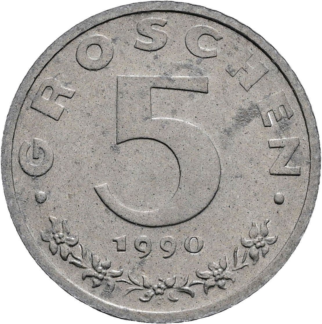 5 Groschen 1990 – Vorderseite