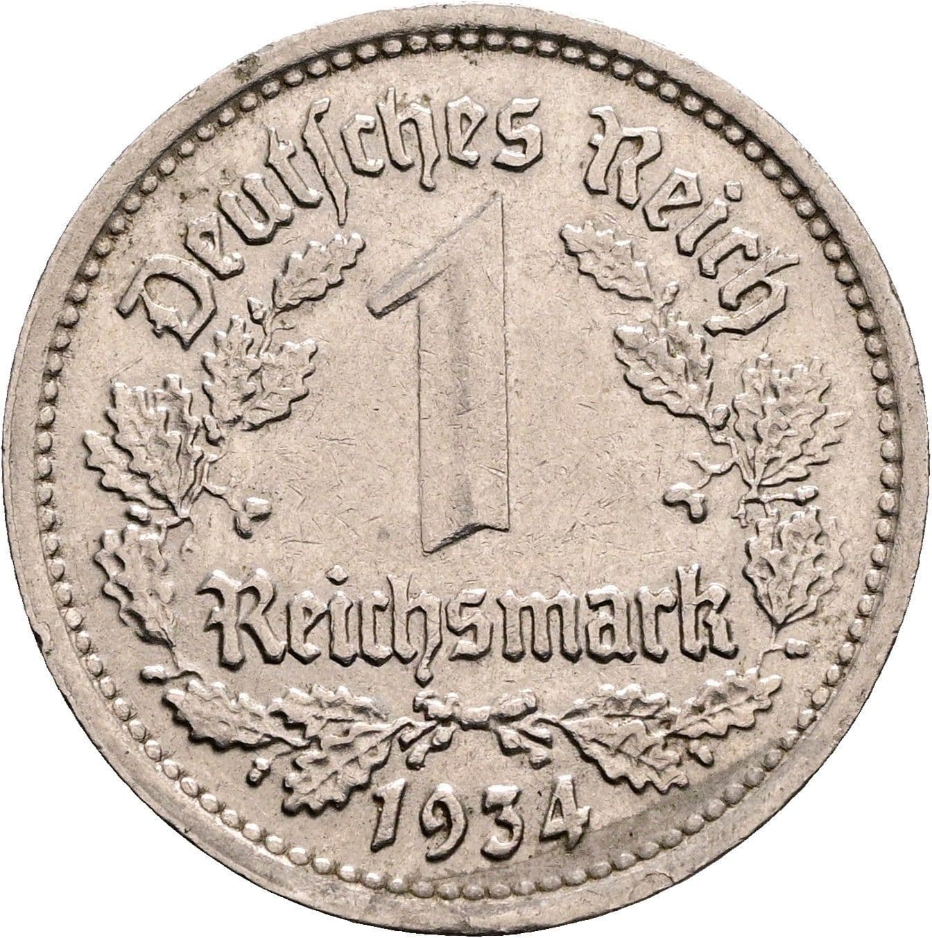 1 Reichsmark 1934 G – Vorderseite