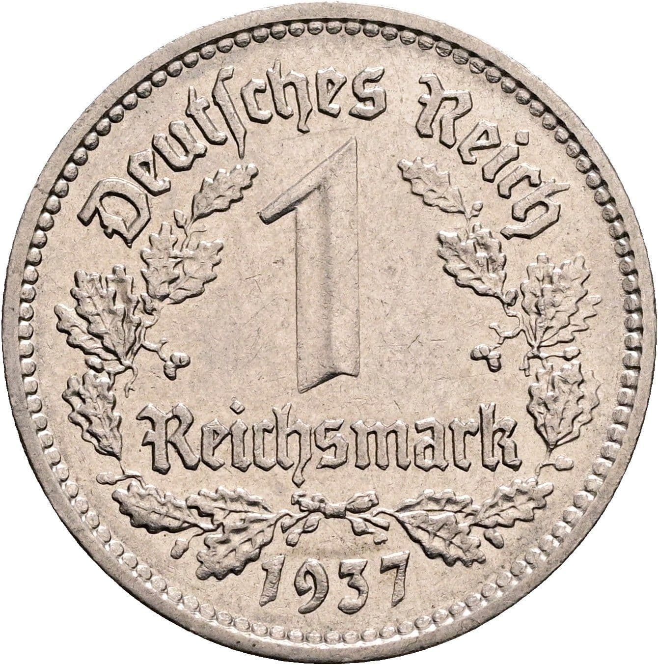 1 Reichsmark 1937 F – Vorderseite