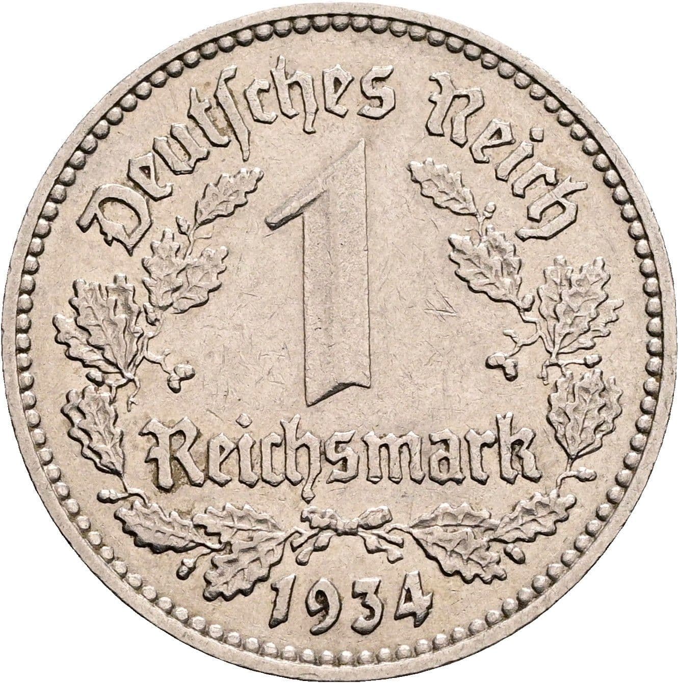 1 Reichsmark 1934 J – Vorderseite