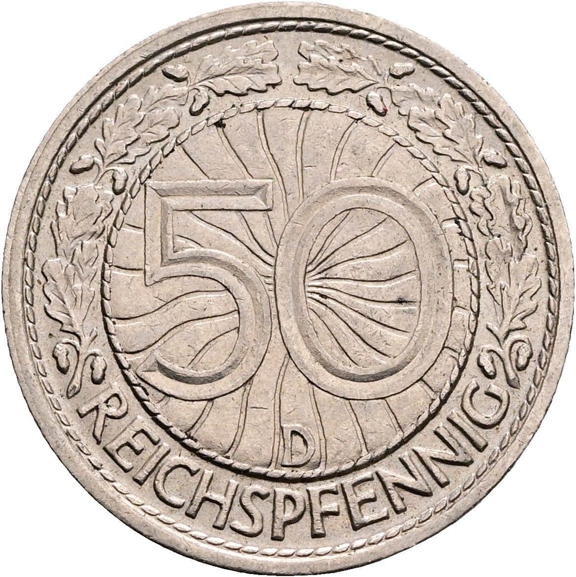 50 Reichspfennig 1937 D – Vorderseite