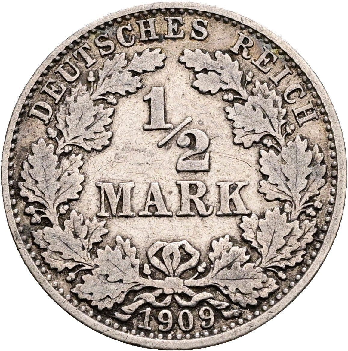 1/2 Mark 1909 D – Vorderseite