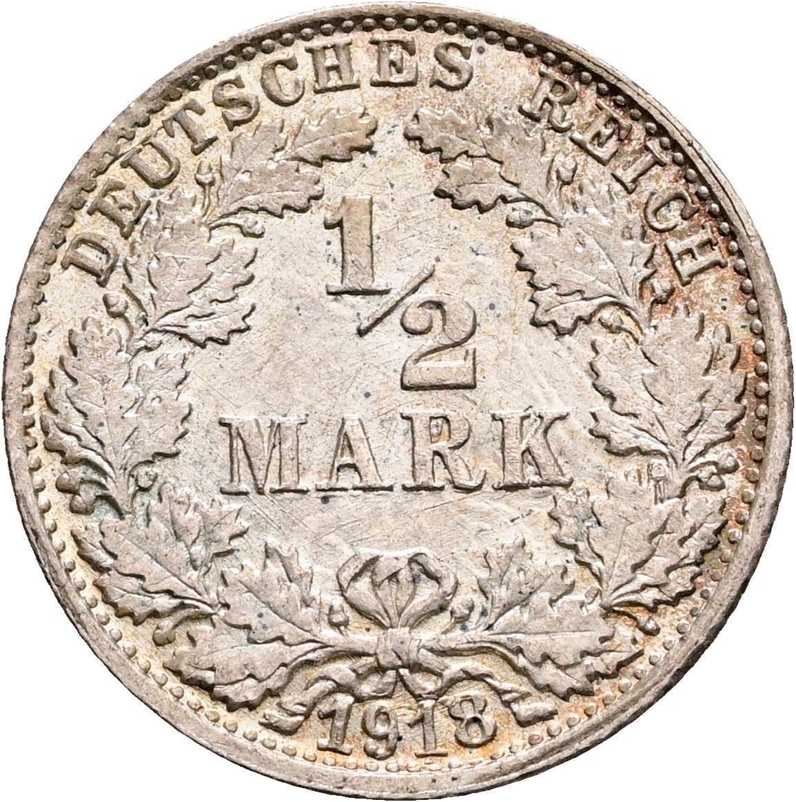 1/2 Mark 1918 F – Vorderseite