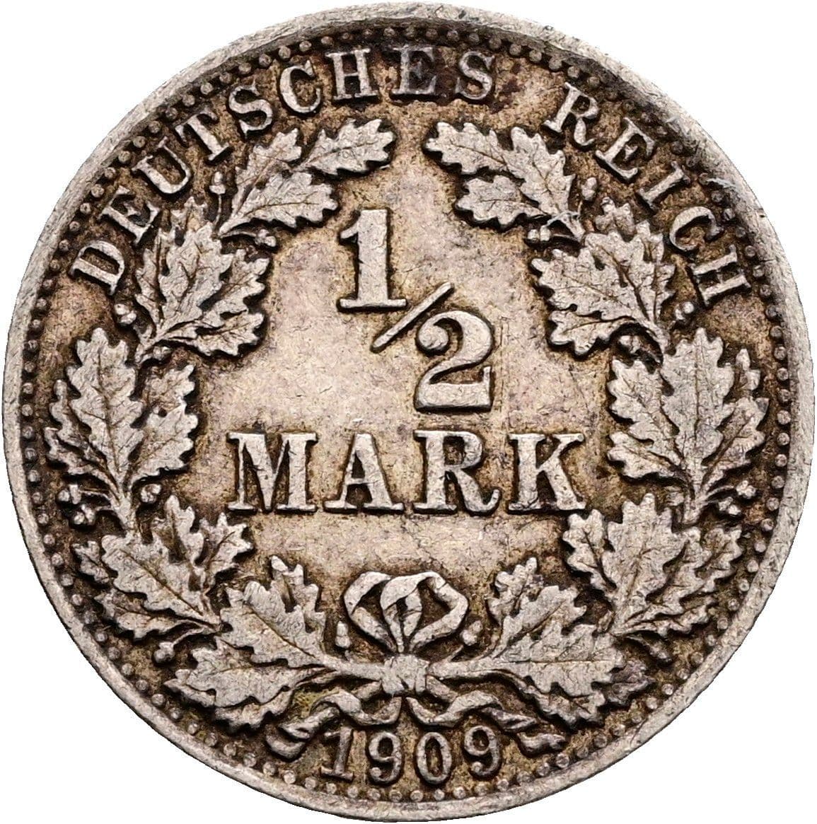 1/2 Mark 1909 A – Vorderseite