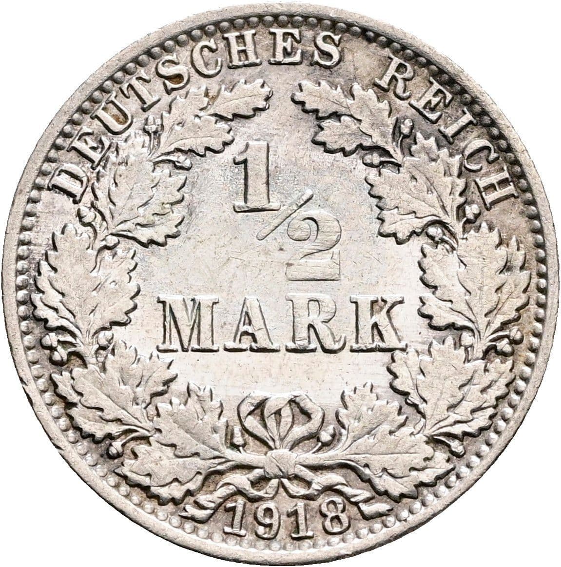 1/2 Mark 1918 A – Vorderseite