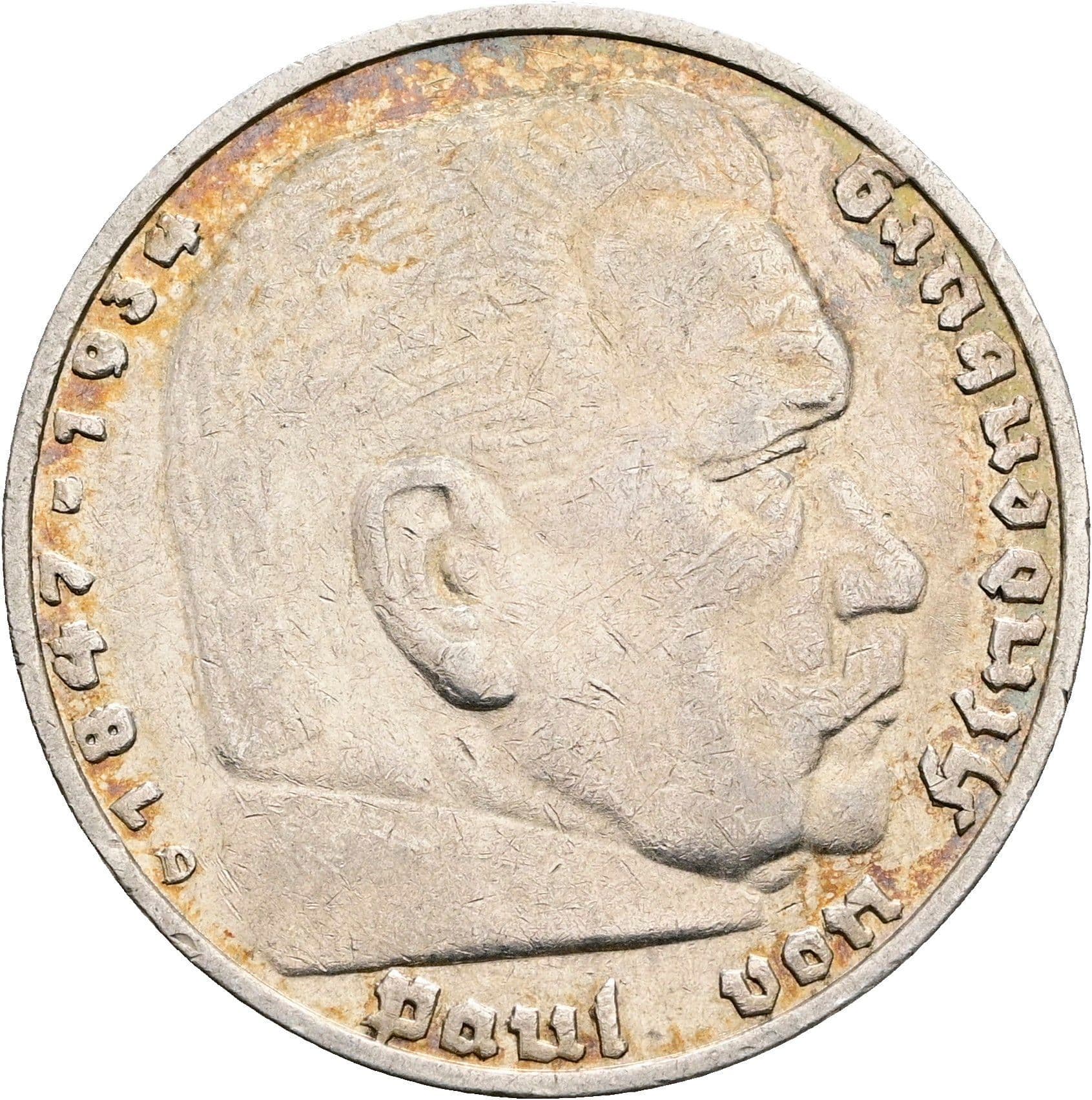 5 Reichsmark 1935 D – Vorderseite