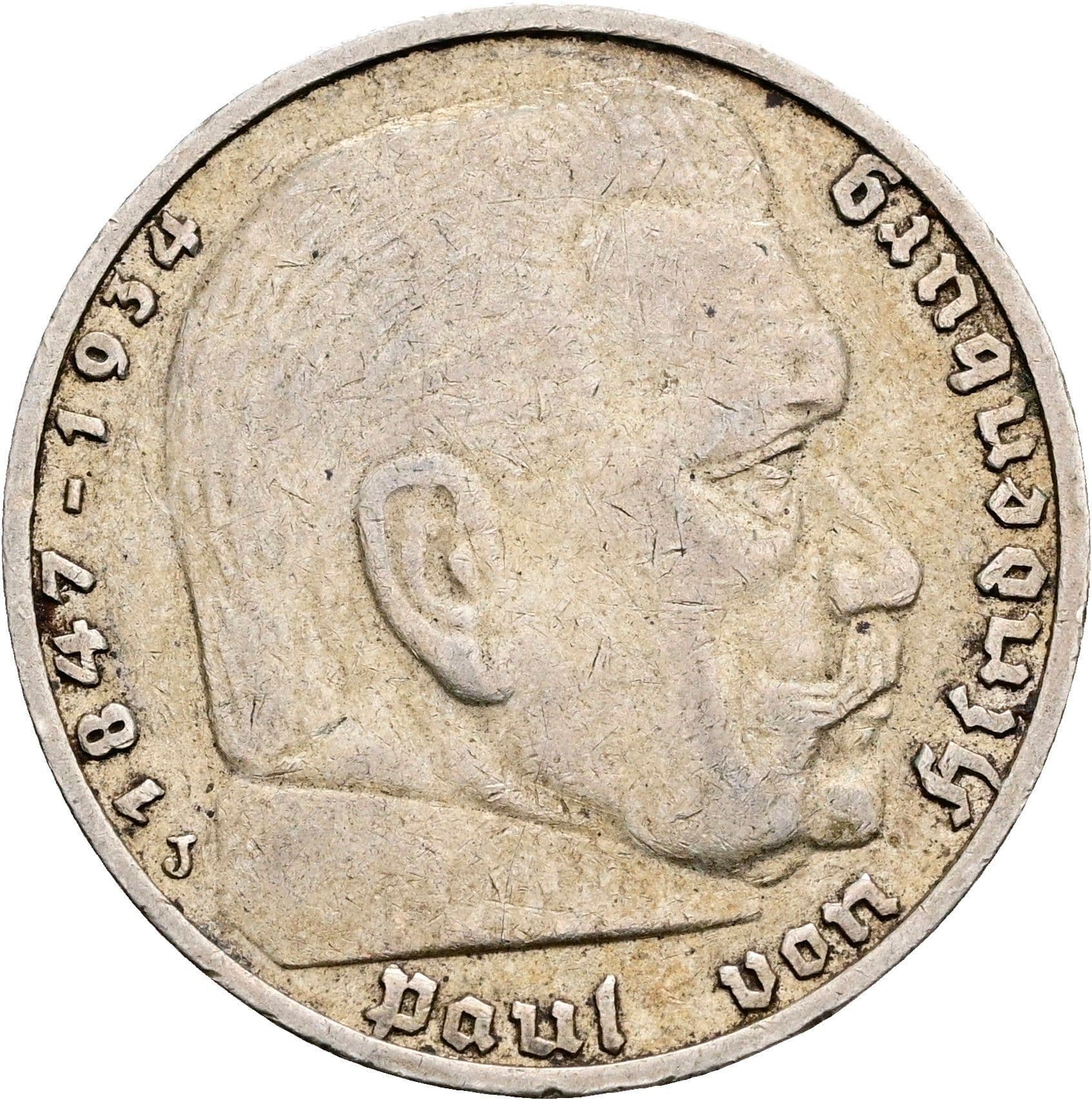 5 Reichsmark 1936 J – Vorderseite
