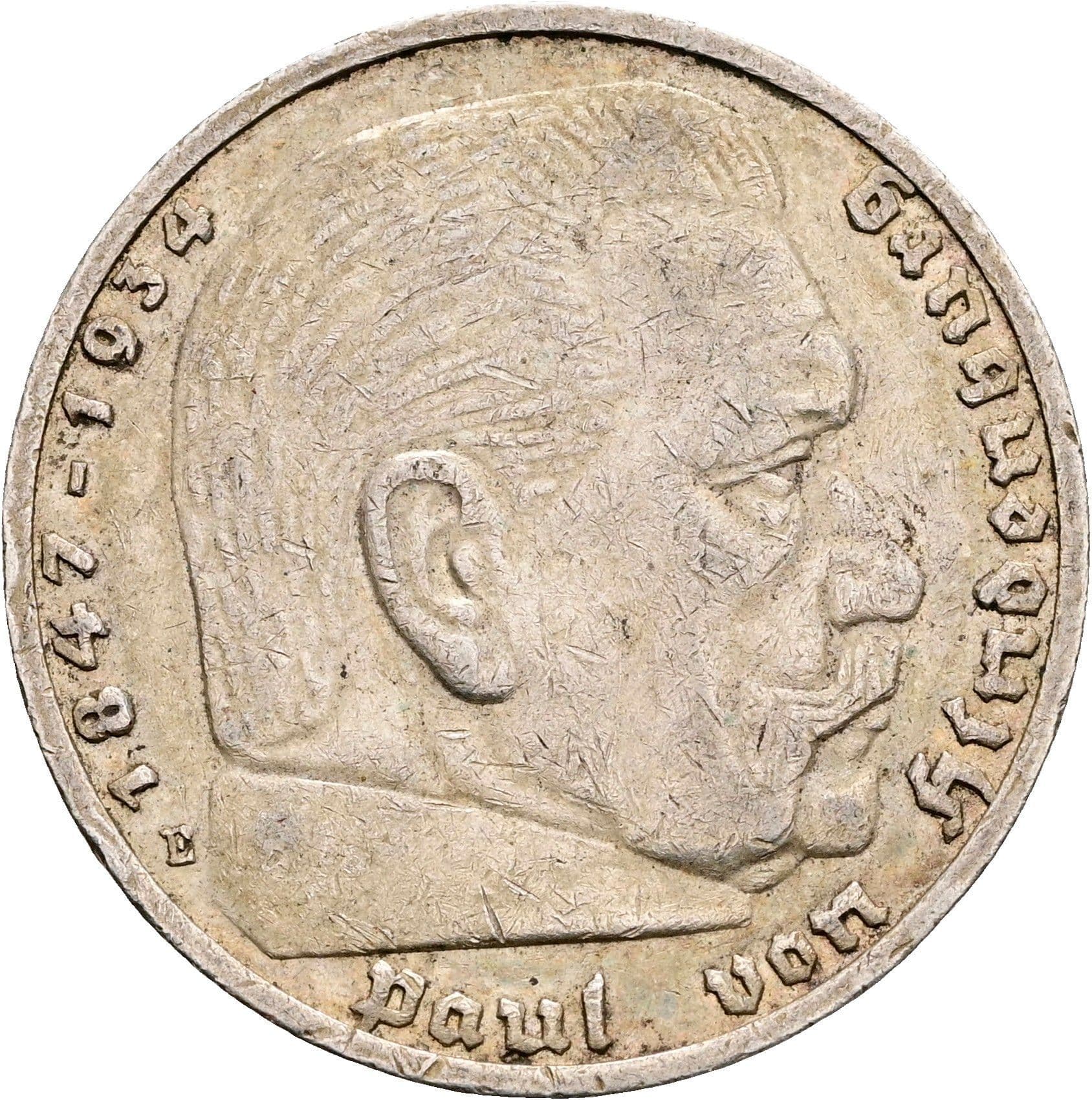5 Reichsmark 1936 E – Vorderseite