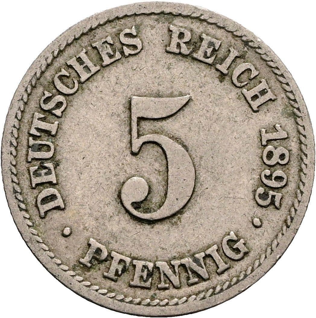 5 Pfennig 1895 F – Vorderseite