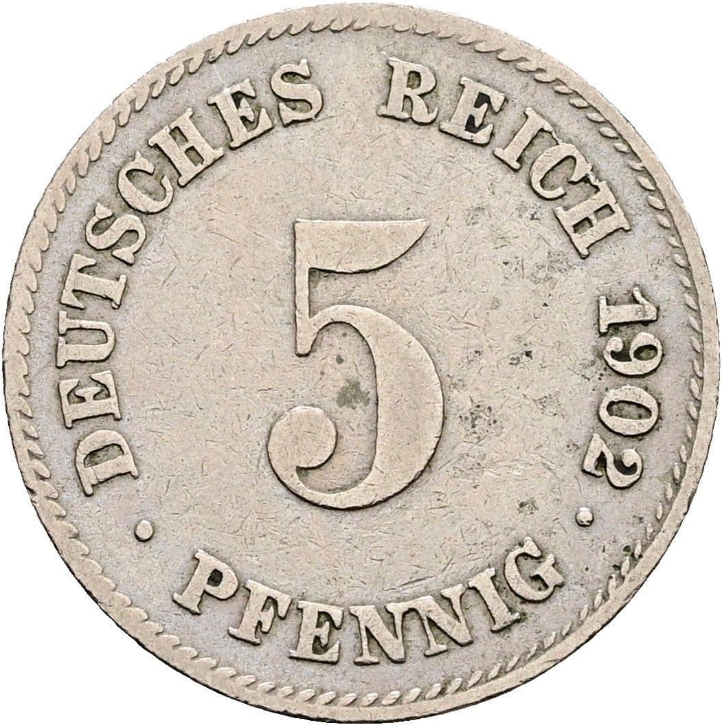 5 Pfennig 1902 J – Vorderseite