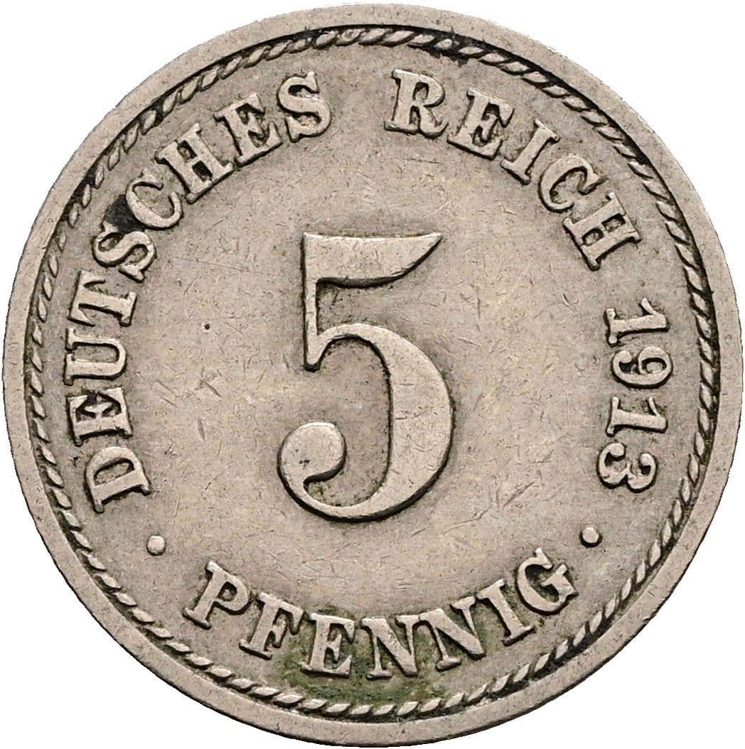 5 Pfennig 1913 A – Vorderseite
