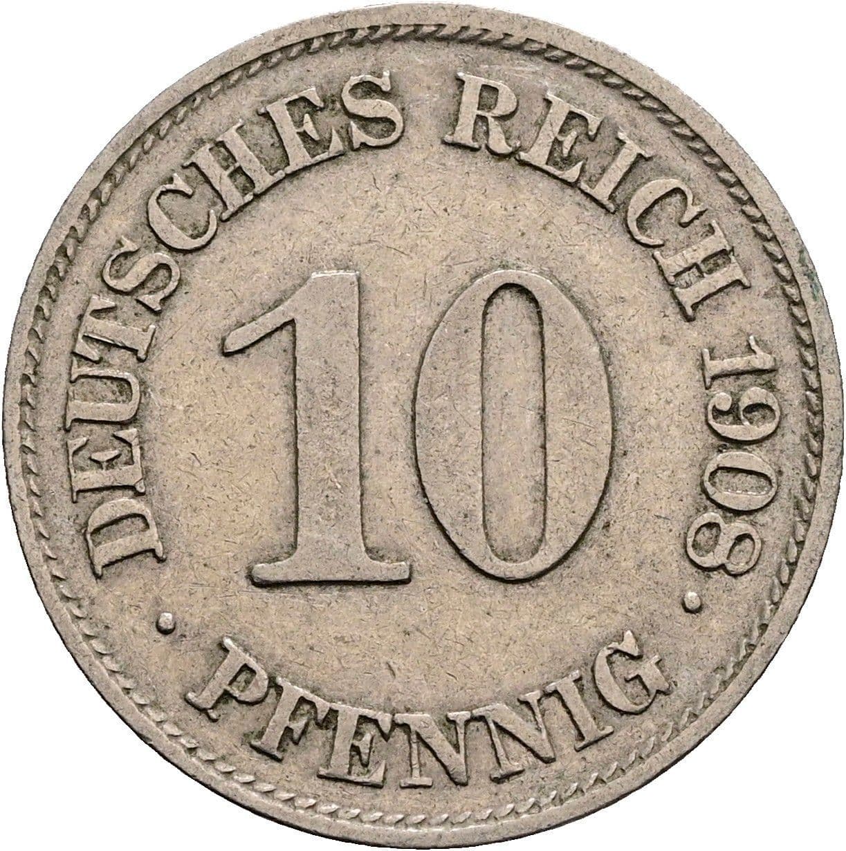 10 Pfennig 1908 E – Vorderseite