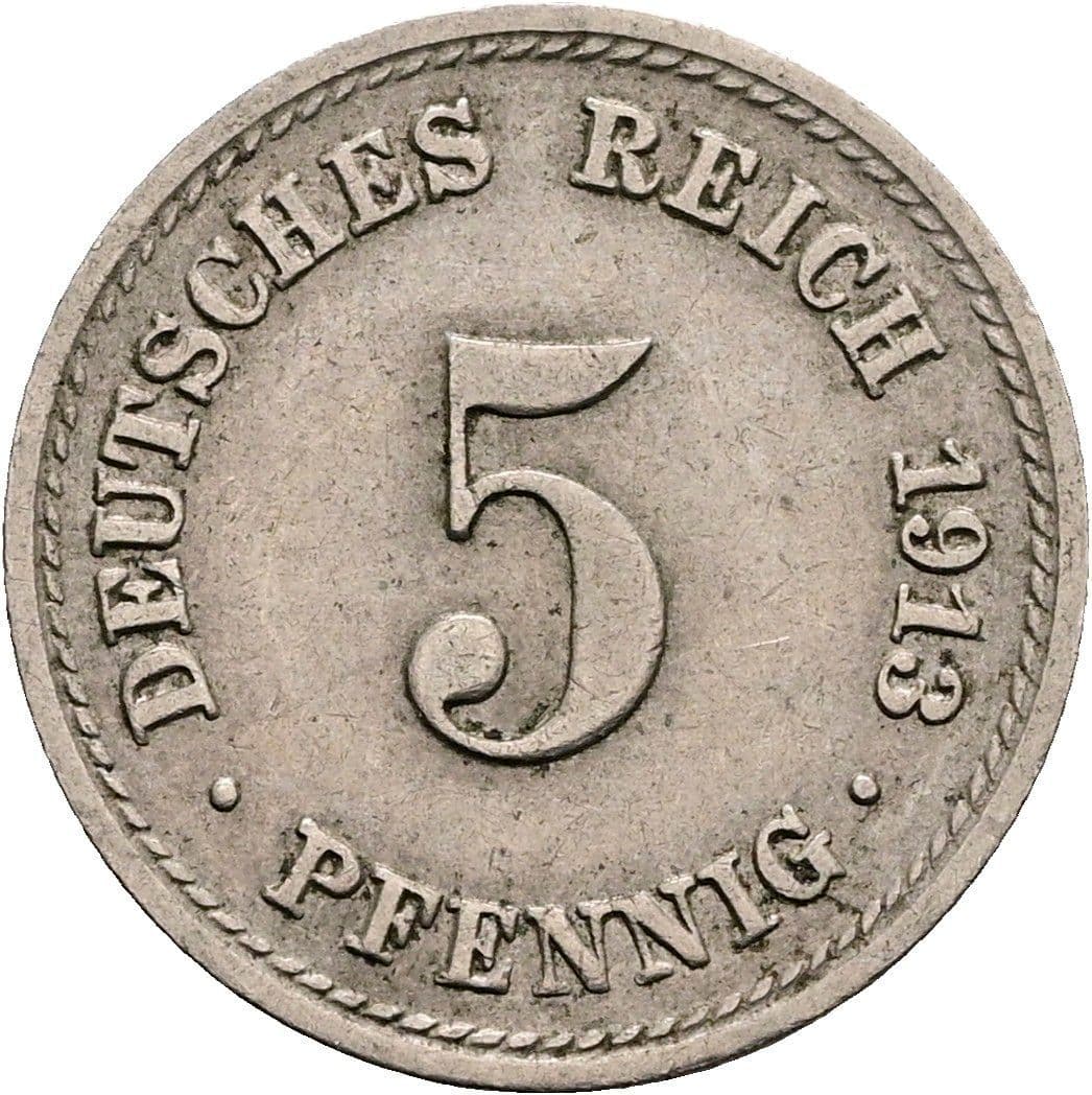 5 Pfennig 1913 A – Vorderseite