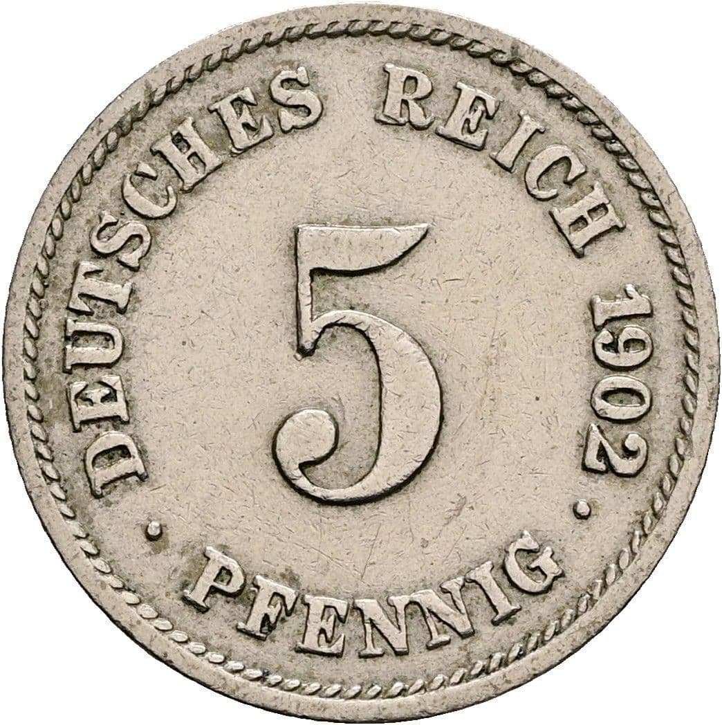 5 Pfennig 1902 G – Vorderseite