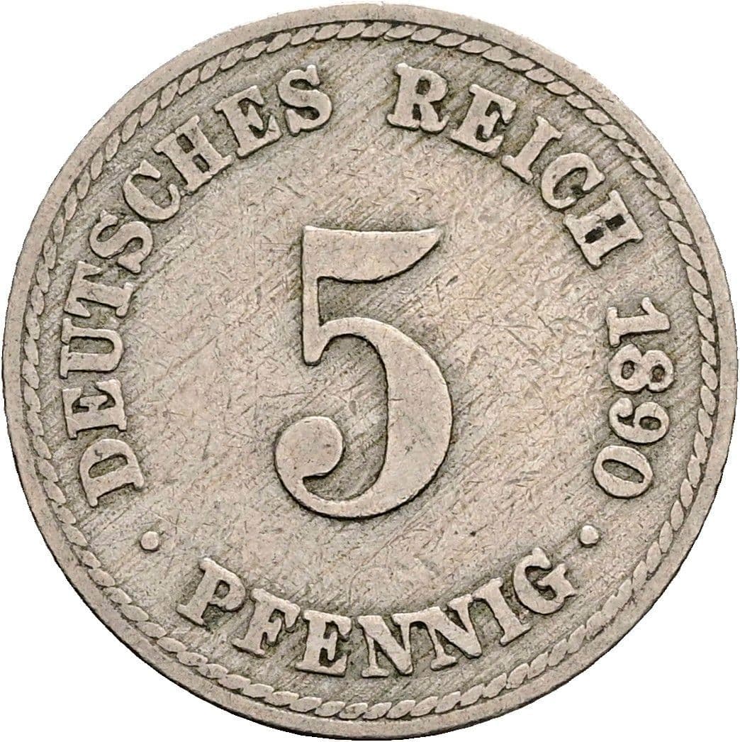 5 Pfennig 1890 A – Vorderseite