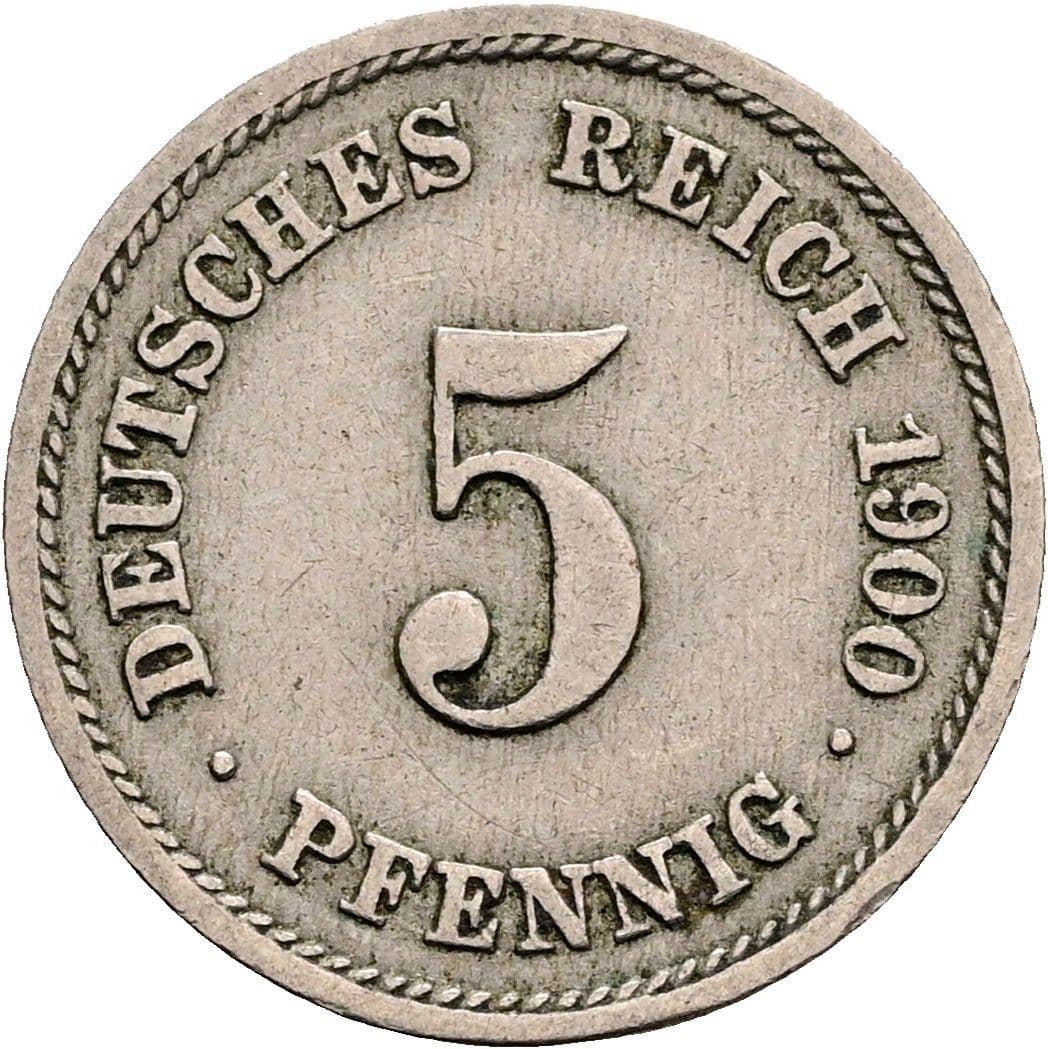 5 Pfennig 1900 F – Vorderseite