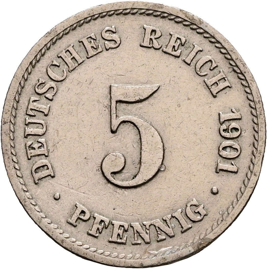 5 Pfennig 1901 G – Vorderseite