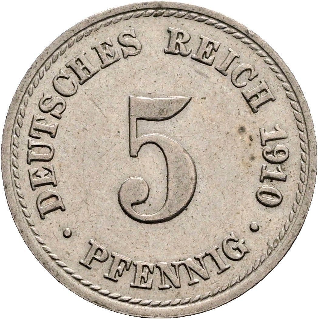 5 Pfennig 1910 A – Vorderseite