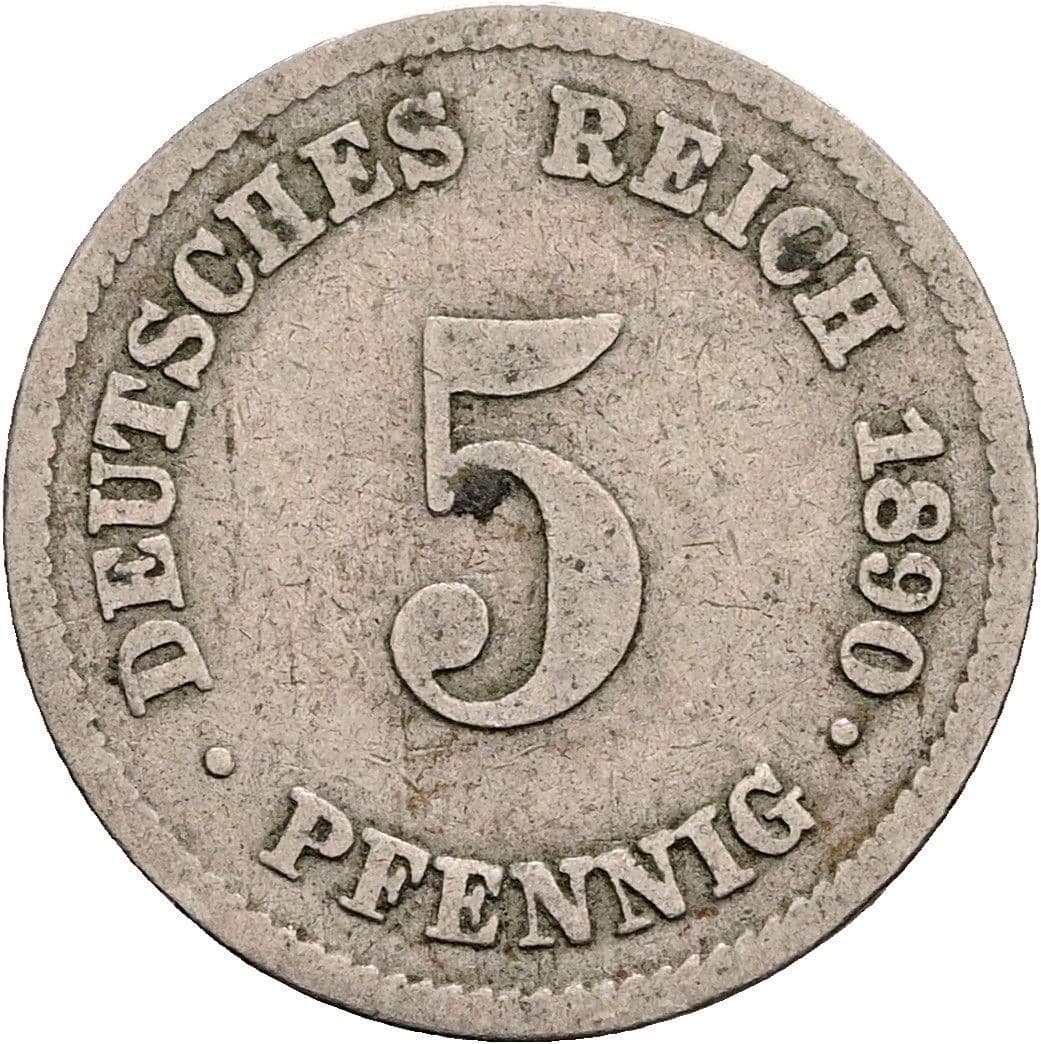 5 Pfennig 1890 E – Vorderseite