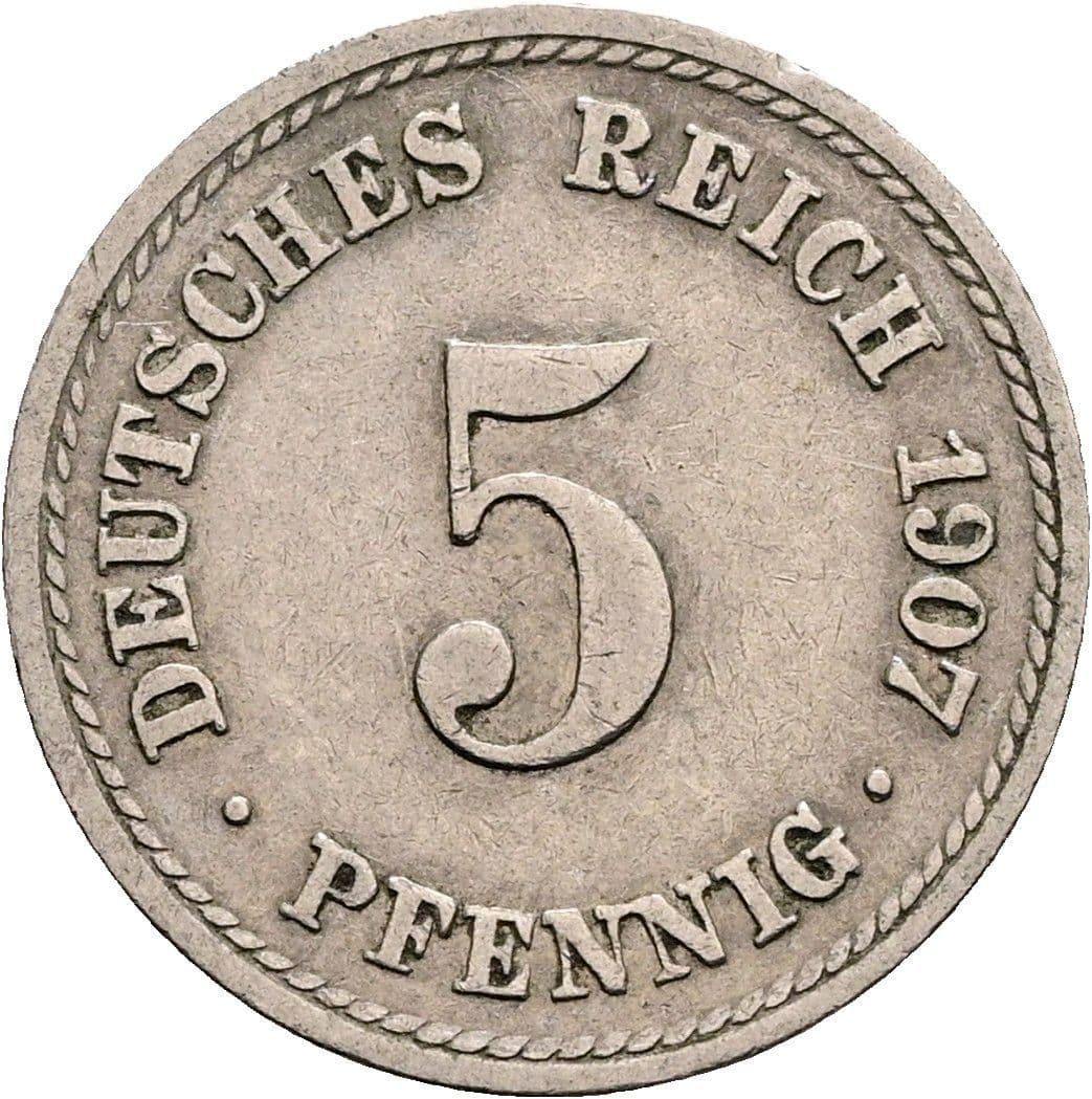 5 Pfennig 1907 F – Vorderseite