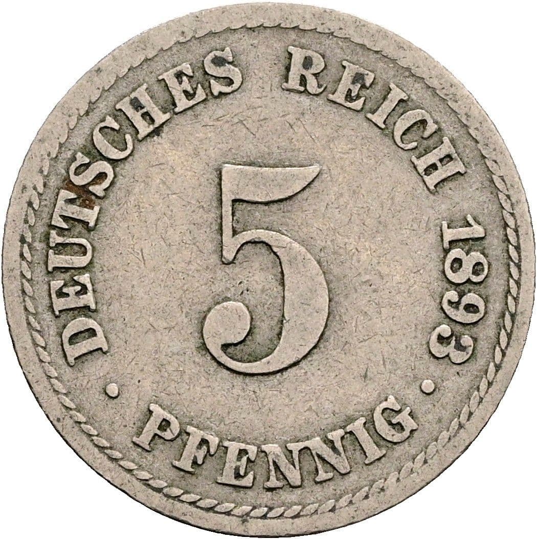 5 Pfennig 1893 A – Vorderseite