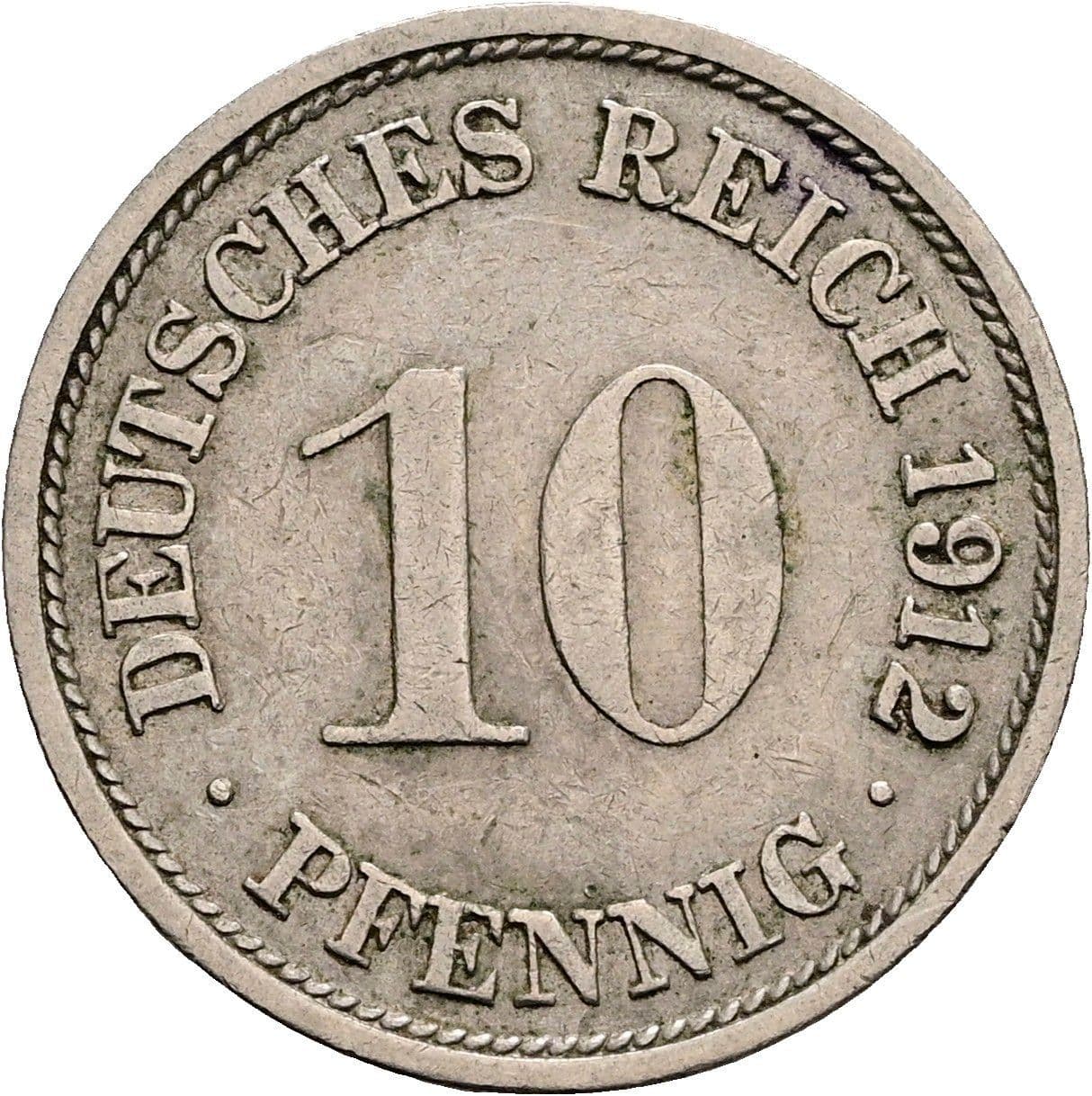 10 Pfennig 1912 F – Vorderseite