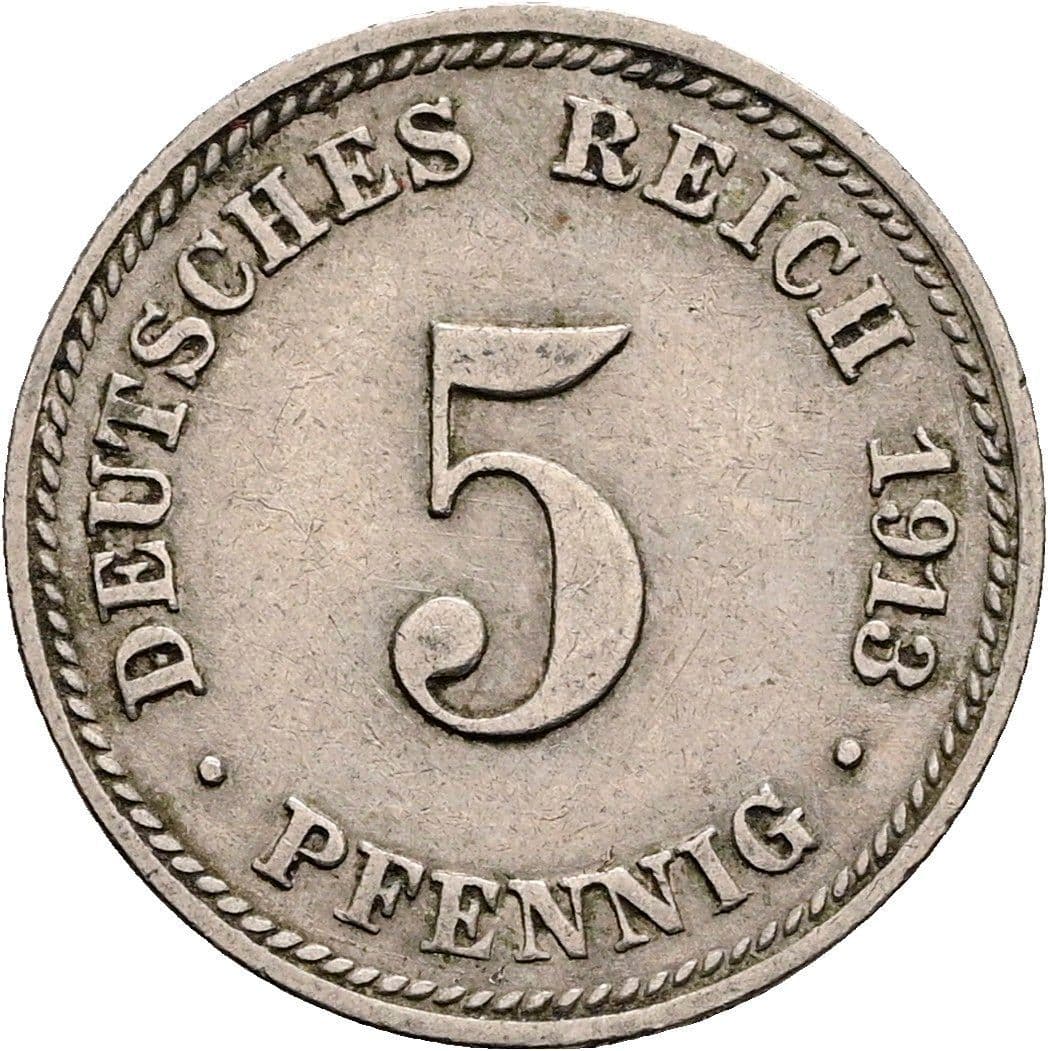 5 Pfennig 1913 D – Vorderseite