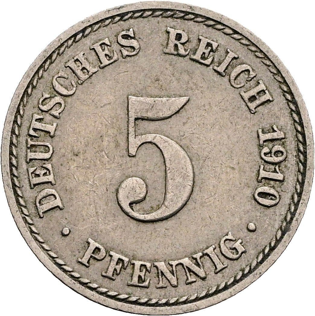 5 Pfennig 1910 A – Vorderseite