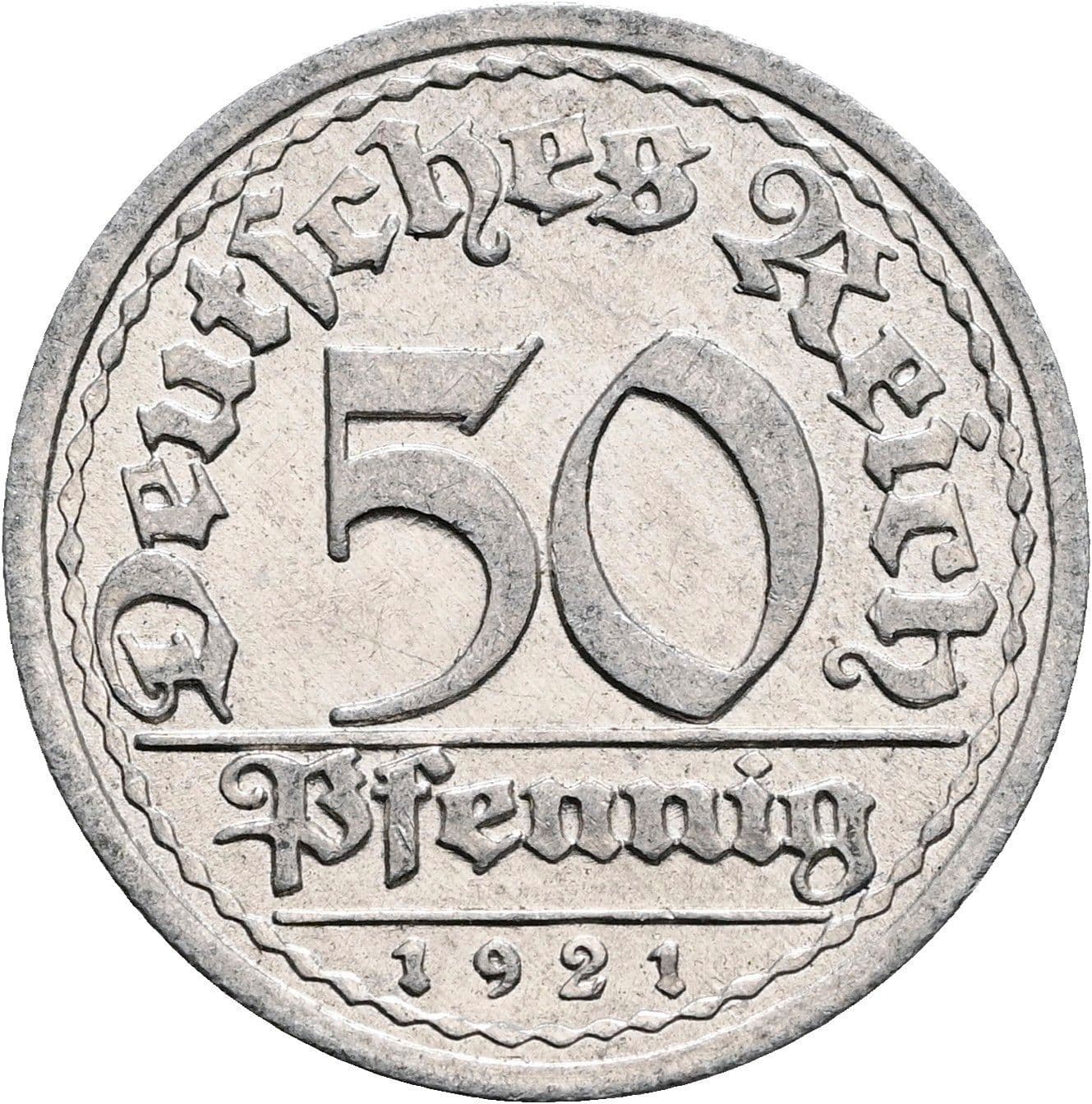 50 Pfennig 1921 G – Vorderseite