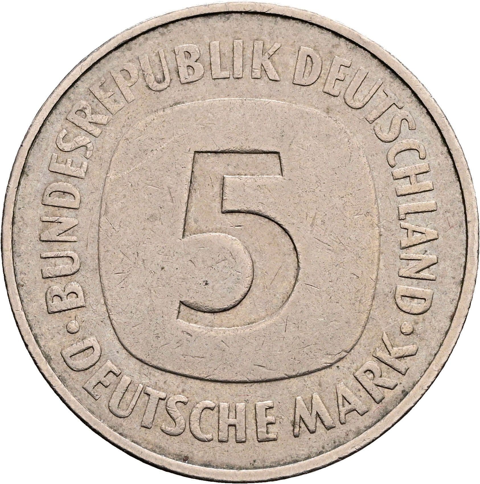 5 Deutsche Mark 1975 J – Vorderseite