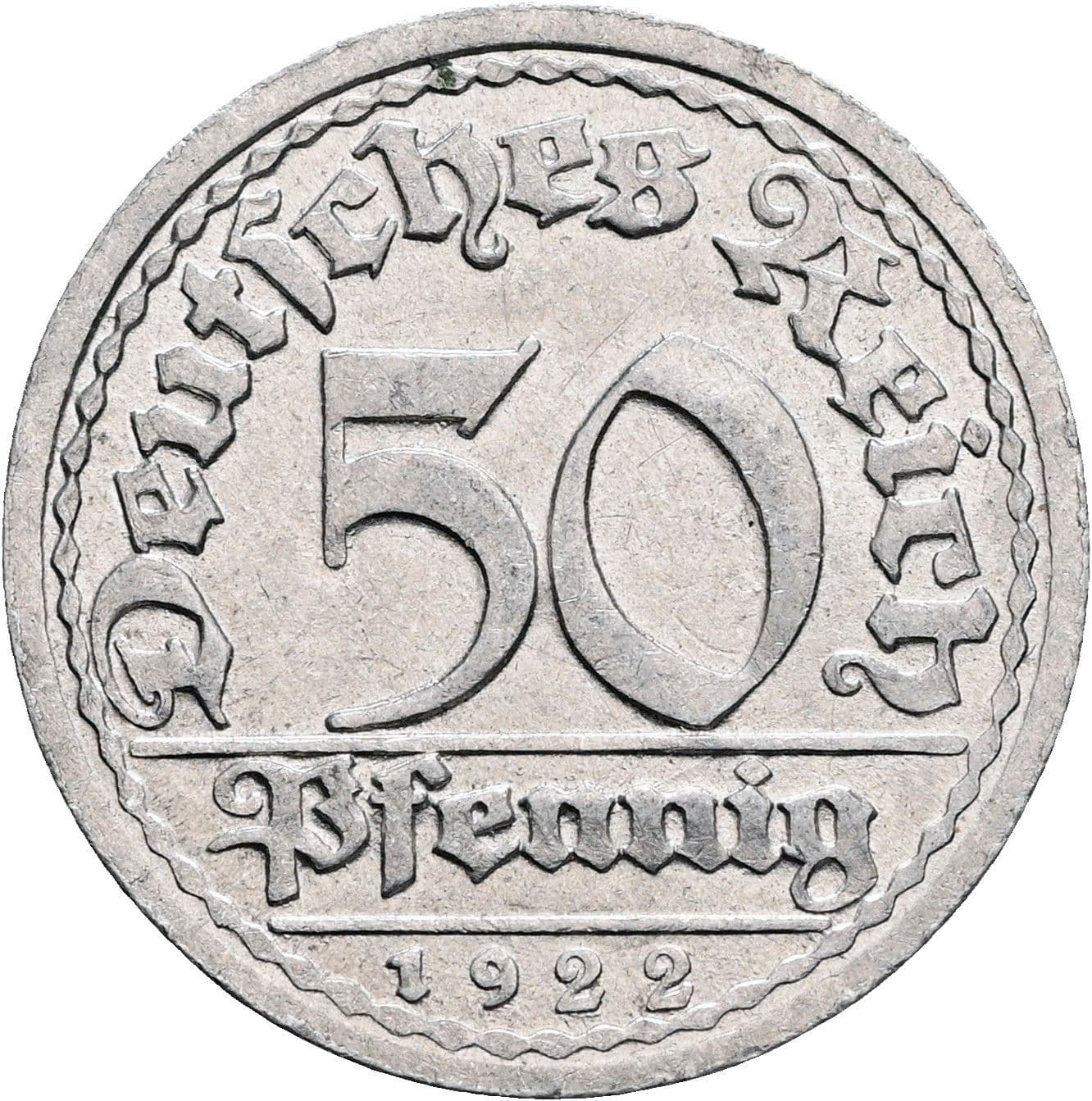 50 Pfennig 1922 G – Vorderseite
