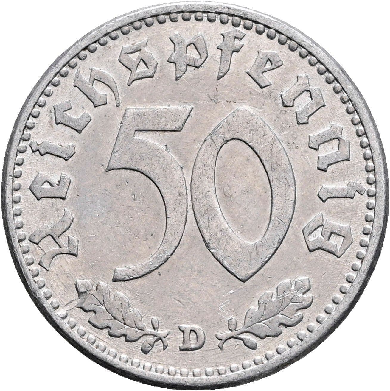 50 Reichspfennig 1943 D – Vorderseite