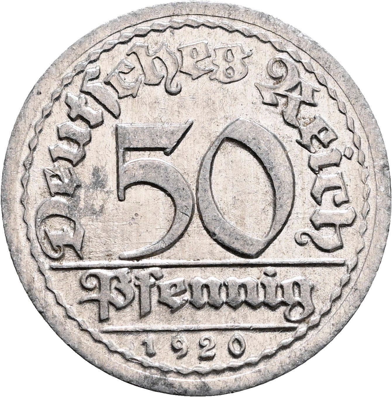 50 Pfennig 1920 G – Vorderseite