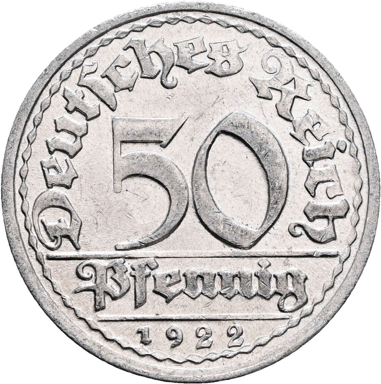 50 Pfennig 1922 G – Vorderseite